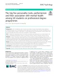 The big five personality traits, perfectionism and their association with mental health among UK students on professional degree programmes