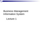 Lecture Business management information system - Lecture 1: Introduction