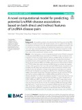 A novel computational model for predicting potential LncRNA‑disease associations based on both direct and indirect features of LncRNA‑disease pairs