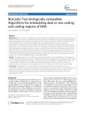 BioCode: Two biologically compatible Algorithms for embedding data in non-coding and coding regions of DNA