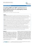 Coupling SIMD and SIMT architectures to boost performance of a phylogeny-aware alignment kernel