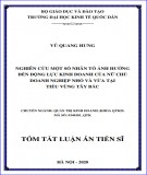 Tóm tắt luận án Tiến sĩ Quản trị kinh doanh: Nghiên cứu một số nhân tố ảnh hưởng đến động lực kinh doanh của nữ chủ doanh nghiệp nhỏ và vừa tại tiểu vùng Tây Bắc