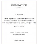 Luận án Tiến sĩ Tài chính - Ngân hàng: Minh bạch và công bố thông tin của các công ty niêm yết trên thị trường chứng khoán Việt Nam