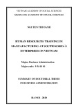 Summary of Doctorial thesis in Business administration: Human resources training in manuafacturing at south Korea’s enterprises in Vietnam