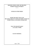 Summary of Phd thesis International Economics: Monetary policy rule and the applicability in Vietnam in the context of international economic integration