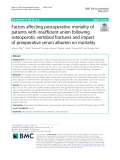 Factors affecting postoperative mortality of patients with insufficient union following osteoporotic vertebral fractures and impact of preoperative serum albumin on mortality