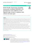 World Health Organisation Disability Assessment Schedule (WHODAS 2.0): Development and validation of the Nigerian Igbo version in patients with chronic low back pain