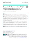 Occupational influences on Spondylolysis and Spondylolisthesis in a cohort of 18-year-old male military conscripts
