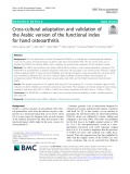 Cross-cultural adaptation and validation of the Arabic version of the functional index for hand osteoarthritis