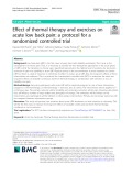 Effect of thermal therapy and exercises on acute low back pain: A protocol for a randomized controlled trial