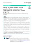 Validity of the self-reported five-part questionnaire as an assessment of generalized joint hypermobility in early pregnancy