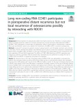 Long non-coding RNA CCHE1 participates in postoperative distant recurrence but not local recurrence of osteosarcoma possibly by interacting with ROCK1