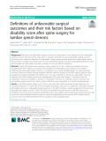 Definitions of unfavorable surgical outcomes and their risk factors based on disability score after spine surgery for lumbar spinal stenosis
