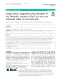 Cross-cultural adaptation and validation of the Slovenian version of the Core outcome measures index for low back pain