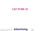 Lecture fundamentals of marketing - Lecture 22: Advertising