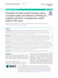 Treatment of distal clavicle fractures using a Scorpion plate and influence of timing on surgical outcomes: A retrospective cohort study of 105 cases