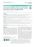 Test–retest reliability of tip, key, and palmar pinch force sense in healthy adults
