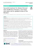 Successful treatment for bilateral femoral neck insufficiency fractures: A rare lesion case report and an updated review of the literature