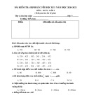 Đề kiểm tra học kì 1 môn Toán lớp 3 năm học 2020-2021