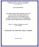 Summary of the Doctoral thesis: Factors affecting the quality of accounting information on the financial statements of listed construction enterprises on the Vietnamese stock exchange