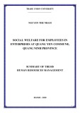 Summary of thesis Human resources management: Social welfare for employees in enterprises at Quang Yen commune, Quang Ninh province