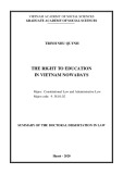Summary of the Doctoral dissertation in Law: The right to education in Vietnam nowadays