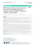 Differential protein expression in human knee articular cartilage and medial meniscus using two different proteomic methods: A pilot analysis