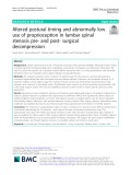 Altered postural timing and abnormally low use of proprioception in lumbar spinal stenosis pre- and post- surgical decompression