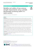 Reliability and validity of knee extensor strength measurements using a portable dynamometer anchoring system in a supine position