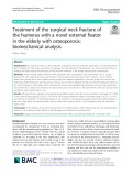 Treatment of the surgical neck fracture of the humerus with a novel external fixator in the elderly with osteoporosis: Biomechanical analysis