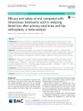 Efficacy and safety of oral compared with intravenous tranexamic acid in reducing blood loss after primary total knee and hip arthroplasty: A meta-analysis