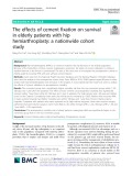 The effects of cement fixation on survival in elderly patients with hip hemiarthroplasty: A nationwide cohort study