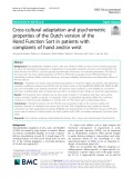 Cross-cultural adaptation and psychometric properties of the Dutch version of the Hand Function Sort in patients with complaints of hand and/or wrist