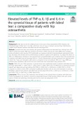 Elevated levels of TNF-α, IL-1β and IL-6 in the synovial tissue of patients with labral tear: A comparative study with hip osteoarthritis
