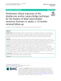 Preliminary clinical outcomes of the double-row anchor suture-bridge technique for the fixation of tibial intercondylar eminence fractures in adults: A 12-months minimal follow-up