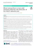 Bifocal osteosynthesis to treat radial shortening deformity with dislocation of the inferior radioulnar joint