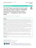 The StarT back screening tool and a pain mannequin improve triage in individuals with low back pain at risk of a worse prognosis – a population based cohort study