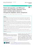 Patient demographics and MRI-based measurements predict redundant nerve roots in lumbar spinal stenosis: A retrospective database cohort comparison
