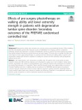 Effects of pre-surgery physiotherapy on walking ability and lower extremity strength in patients with degenerative lumbar spine disorder: Secondary outcomes of the PREPARE randomised controlled trial
