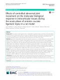 Effects of controlled abnormal joint movement on the molecular biological response in intra-articular tissues during the acute phase of anterior cruciate ligament injury in a rat model