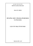 Luận văn Thạc sĩ Toán học: Bất đẳng thức với hàm lồi bộ phận và ứng dụng