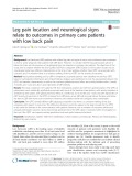 Leg pain location and neurological signs relate to outcomes in primary care patients with low back pain