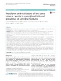 Prevalence and risk factors of low bone mineral density in spondyloarthritis and prevalence of vertebral fractures