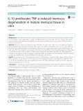 IL-10 ameliorates TNF-α induced meniscus degeneration in mature meniscal tissue in vitro