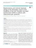 Responsiveness and minimal important change of the Norwegian version of the Disabilities of the Arm, Shoulder and Hand questionnaire (DASH) in patients with subacromial pain syndrome