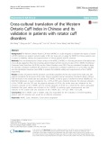 Cross-cultural translation of the Western Ontario Cuff Index in Chinese and its validation in patients with rotator cuff disorders