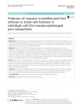 Predictors of response to prefabricated foot orthoses or rocker-sole footwear in individuals with first metatarsophalangeal joint osteoarthritis