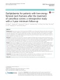 Dyslipidaemia for patients with low-energy femoral neck fractures after the treatment of cancellous screws: A retrospective study with a 3-year minimum follow-up