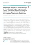 Effectiveness of a specific manual approach to the suboccipital region in patients with chronic mechanical neck pain and rotation deficit in the upper cervical spine: Study protocol for a randomized controlled trial