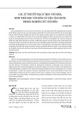 Các lý thuyết địa lý học văn hóa, sinh thái học văn hóa và việc vận dụng trong nghiên cứu văn hóa